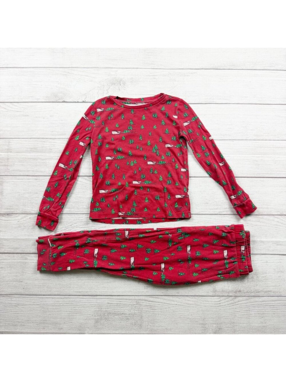 Vineyard Vines Kids Holiday Pajama Set Christmas Trees Snug Fit Cotton 6